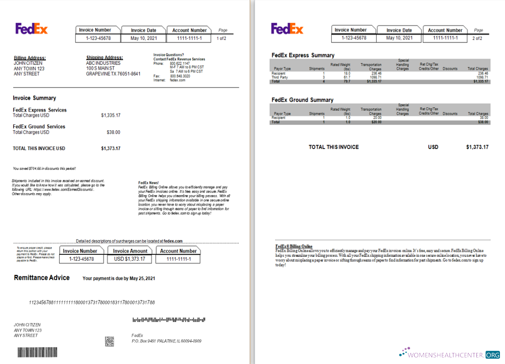 Download USA Fedex invoice Photoshop template